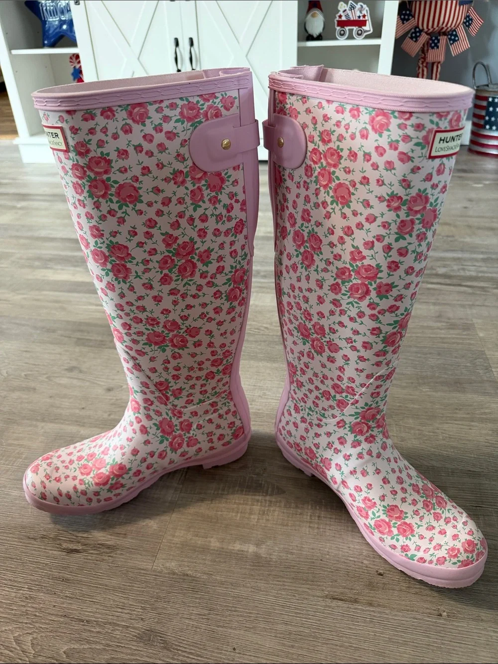 Hunter X Love Shack Fancy tall floral rain boots 🌸🩷